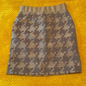 Ann Taylor Loft Petite Houndstooth Pencil Skirt 00P Mauve Tan